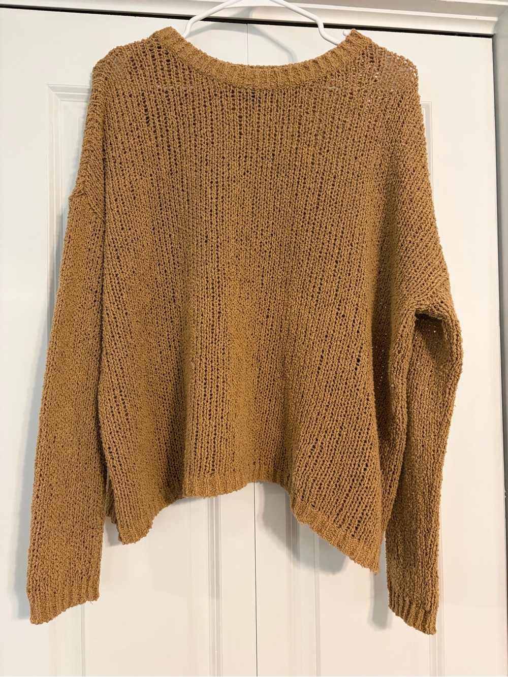 Aerie Women's Open Knit Beach Sweater in Camel